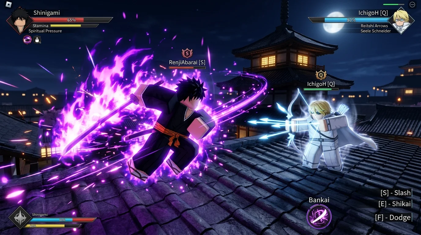 Roblox Type Soul Shinigami vs Quincy Rooftop Combat and Bankai Awakening